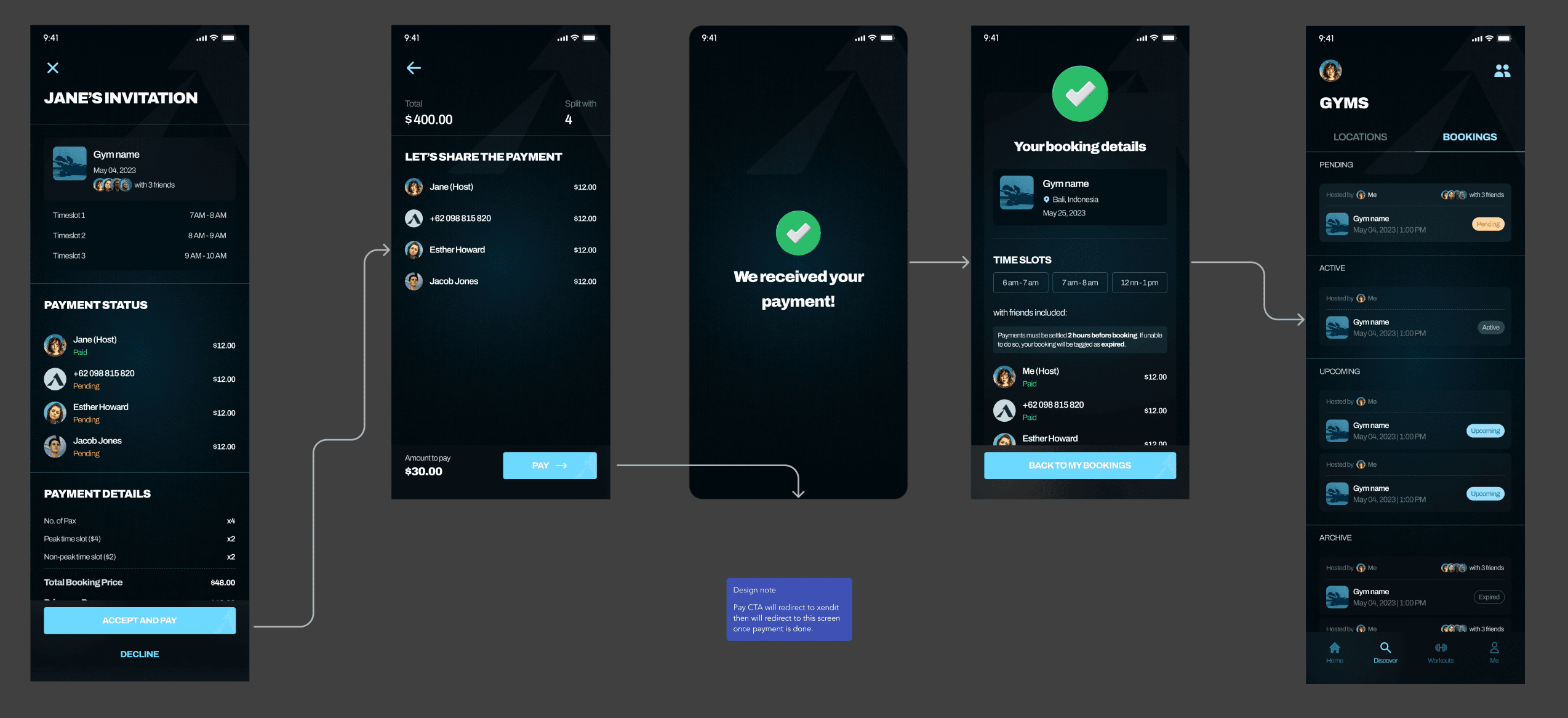 Invited friend flow screens