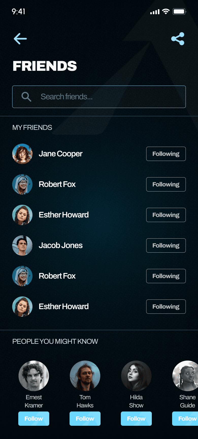 Friends screen