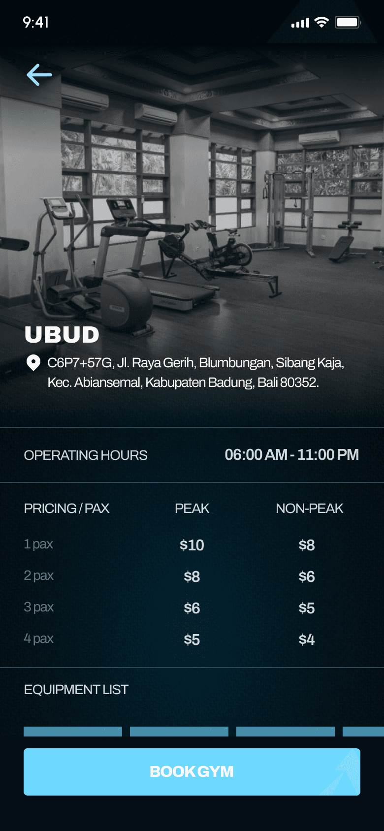 Gym detail page