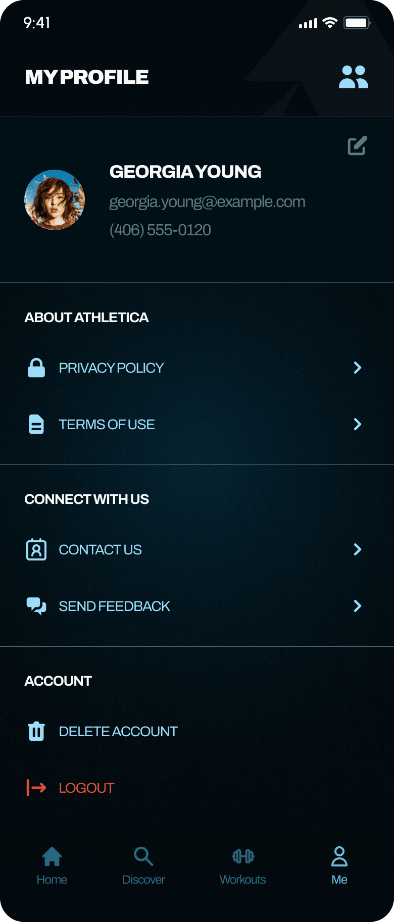 Profile screen