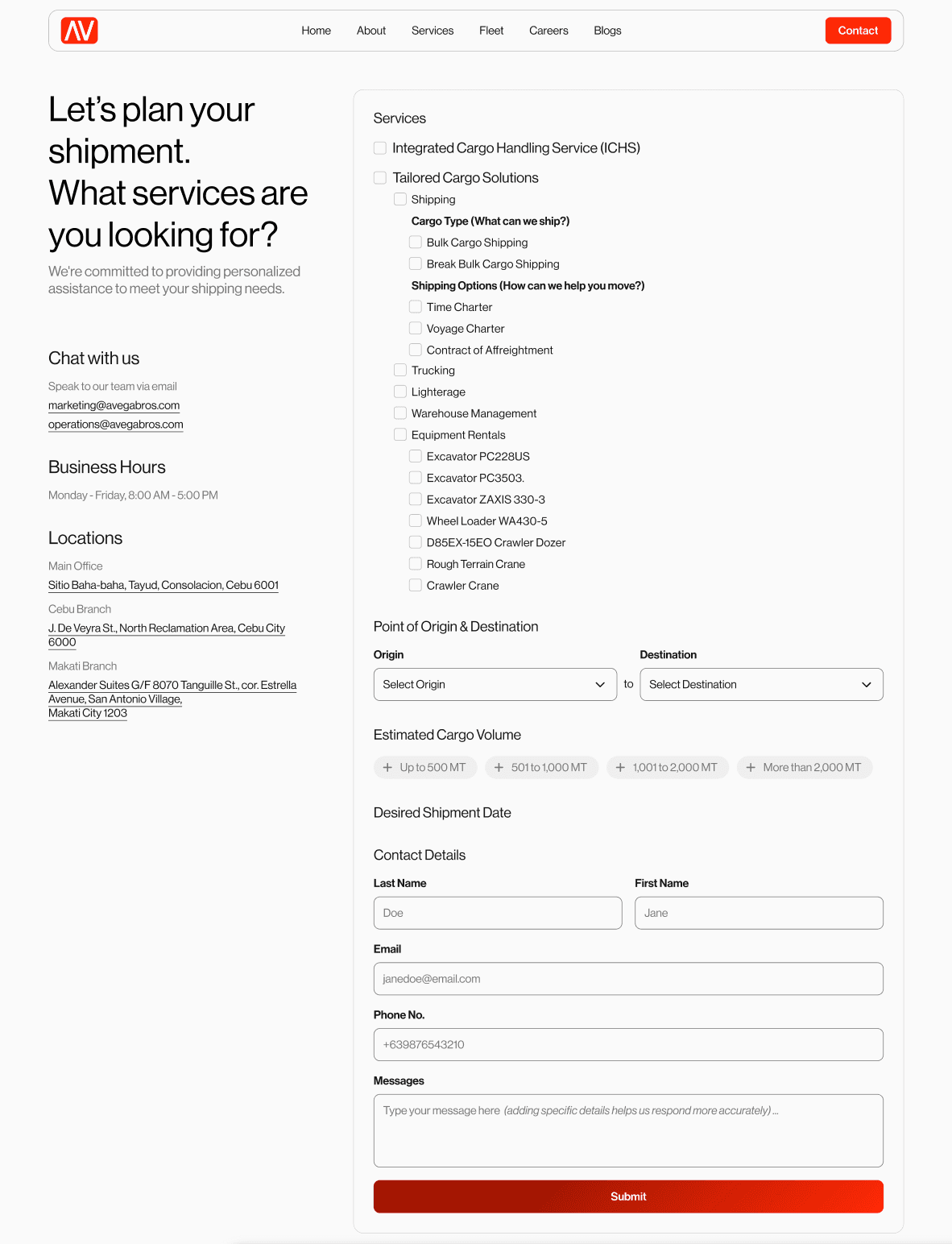 New contact form