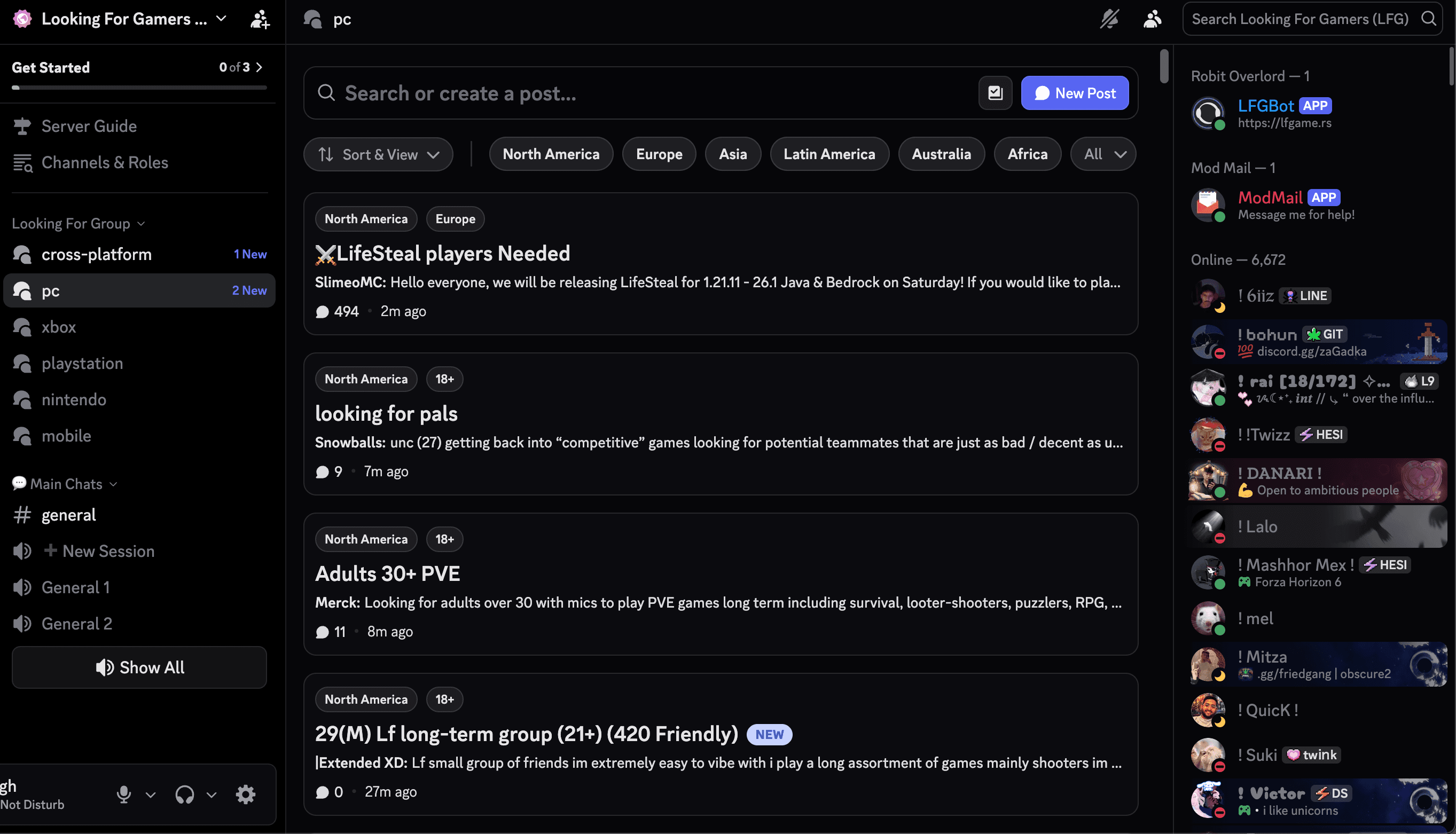 Discord LFG channel