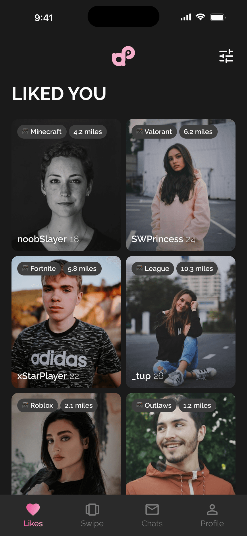 Likes grid tab