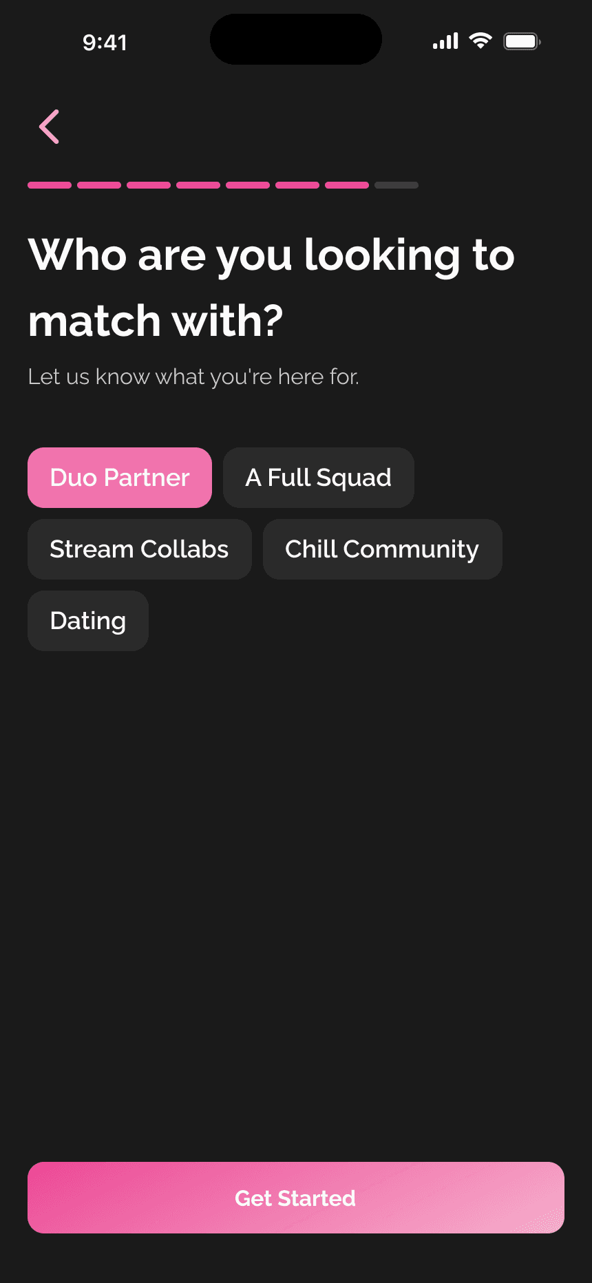 Onboarding, match preferences